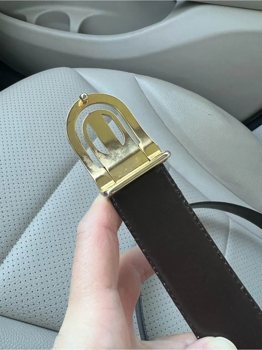 Vintage Christin Dior Black Leather Belt with Gold Silver Signature Buckle